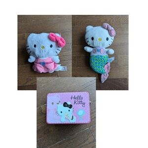 Hello Kitty Bundle Of 3, Plush Toys And Musical Storage Box Mermaids, kitty